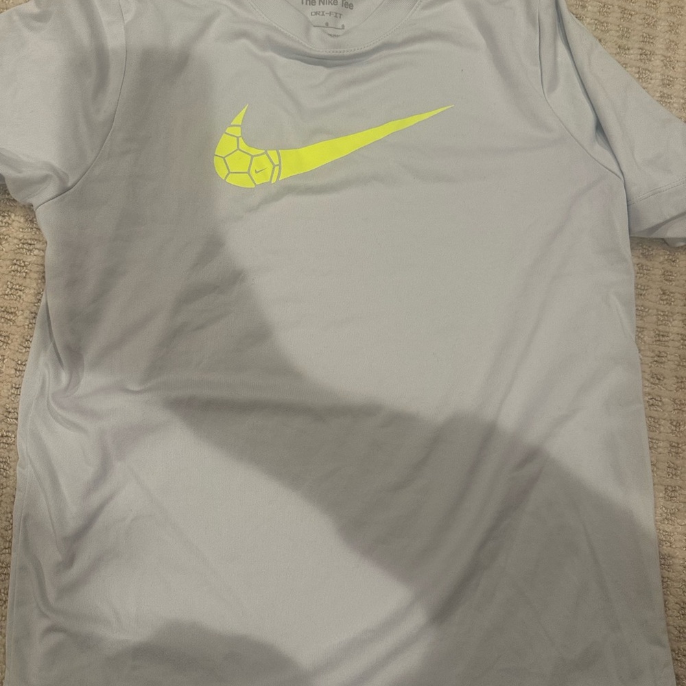 Nike Dri-FIT Gray Tee with Neon Yellow Swoosh